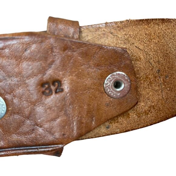 Vintage Brown Leather Belt Size S Woven Tooled Stamped Western Southwest Boho main image 7